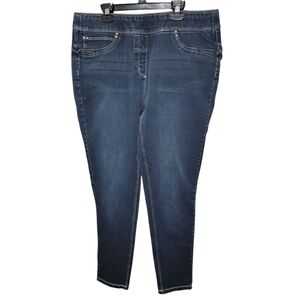 Blue denim jeggings size large super stretchy with a wide stay put waistband
